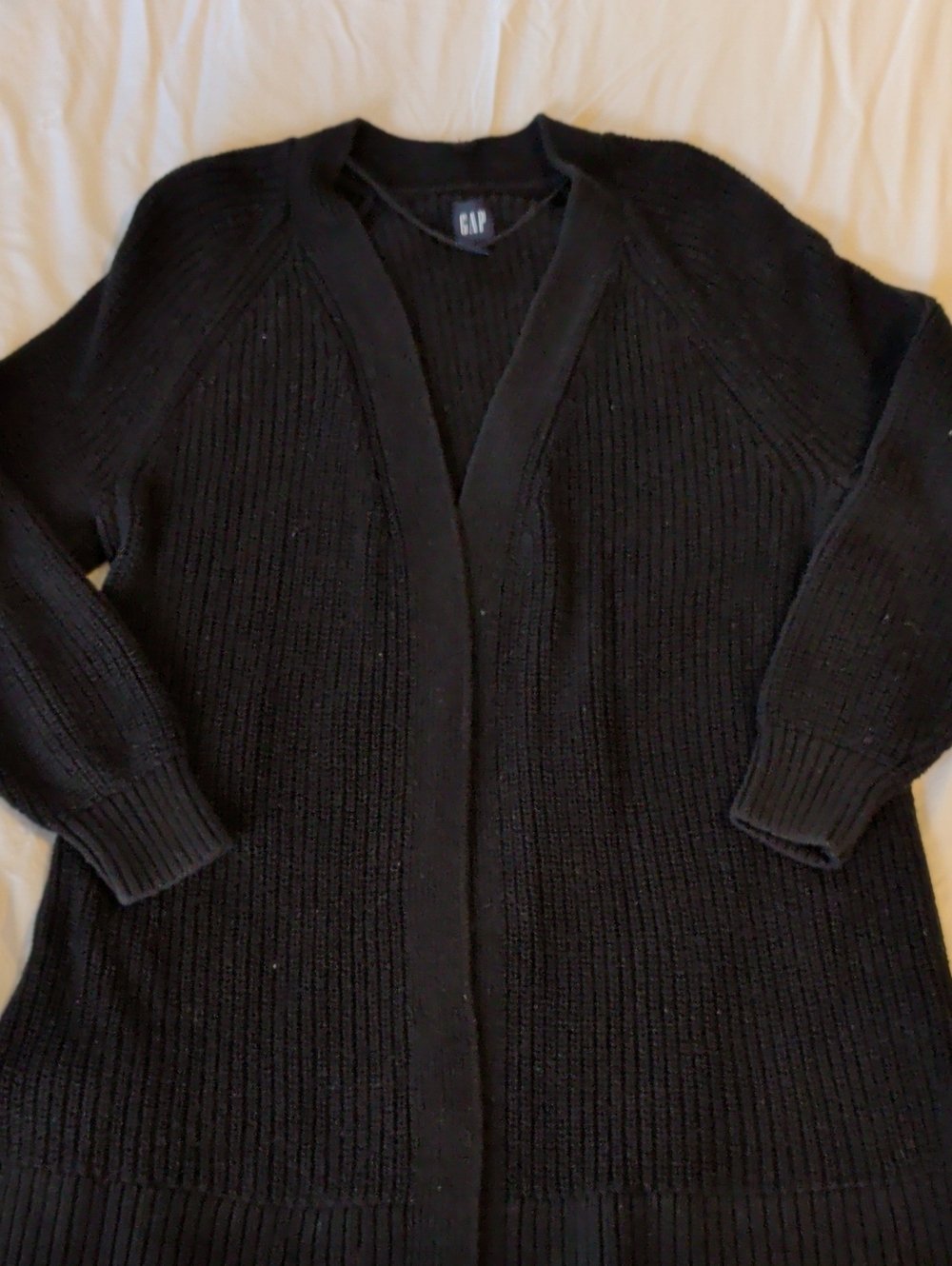 GAP Black Ribbed Open-Front Cardigan - Size XL - Longline Shaker Style